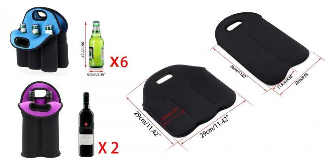 Garrafa 2 e 3 preta garrafa do portador do saco do refrigerador da sacola/garrafa do vinho do neopreno